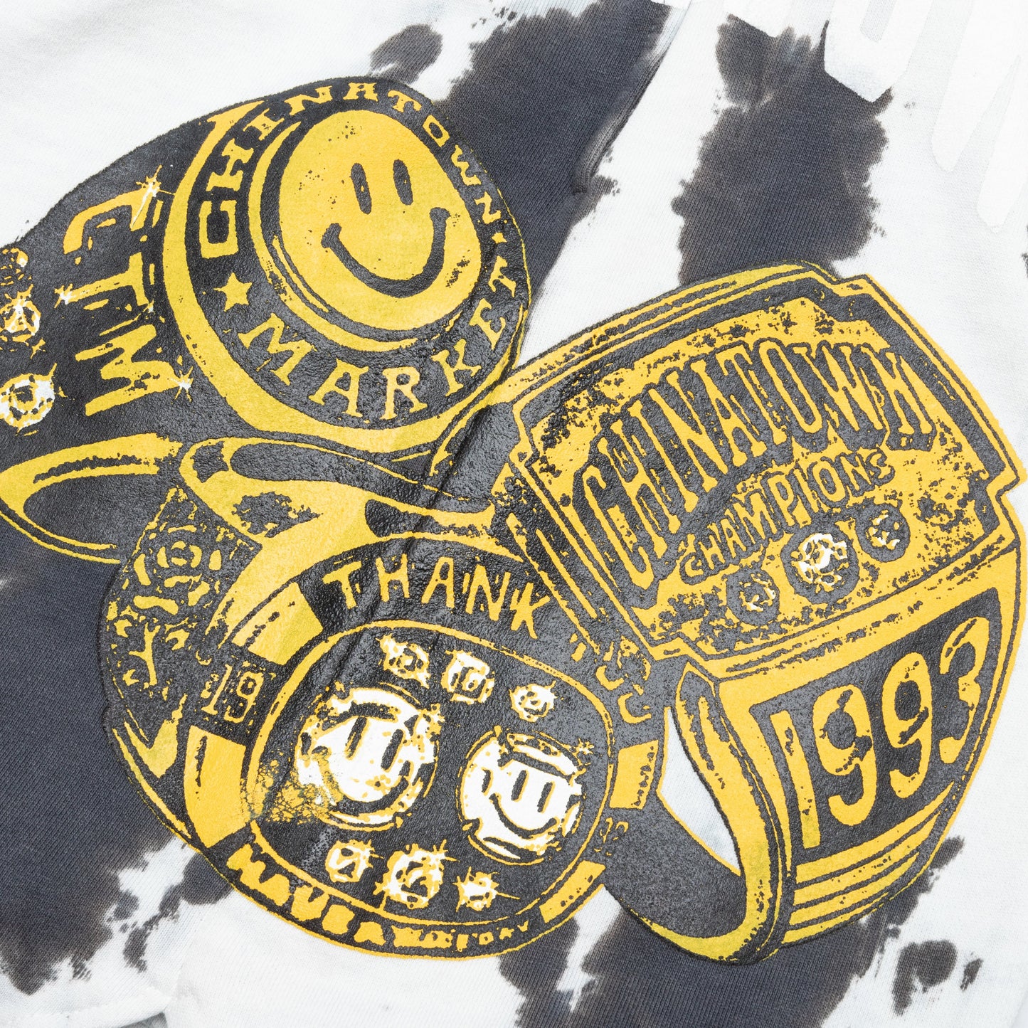 Chinatown Smiley Champions 3 Rings Tie-Dye Sweatshorts - Grey