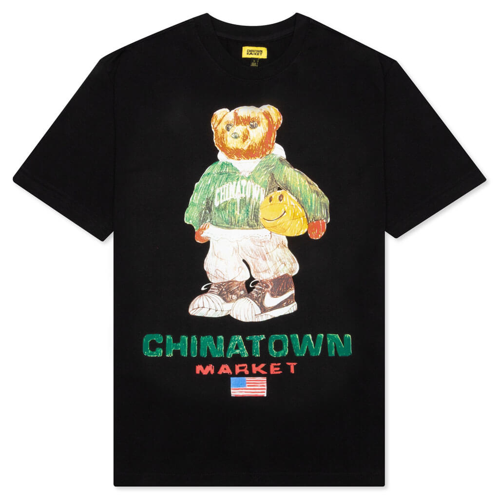 Chinatown Smiley Sketch Basketball Bear Tee - Black