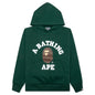 College Puffy Relaxed Fit Pullover Hoodie - Green