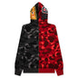 Color Camo Separate Shark Full Zip Hoodie - Red/Black