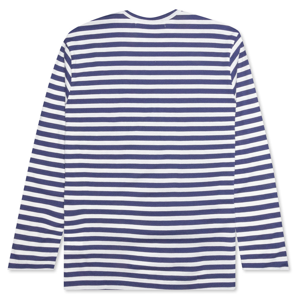 Green Emblem Striped L/S T-Shirt - Navy/White