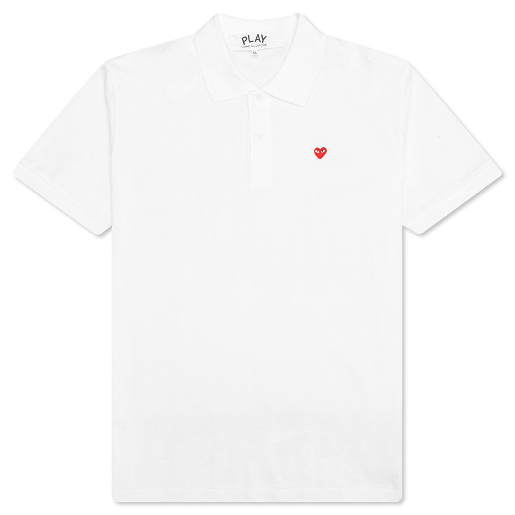 Little Red Heart Polo Shirt - White