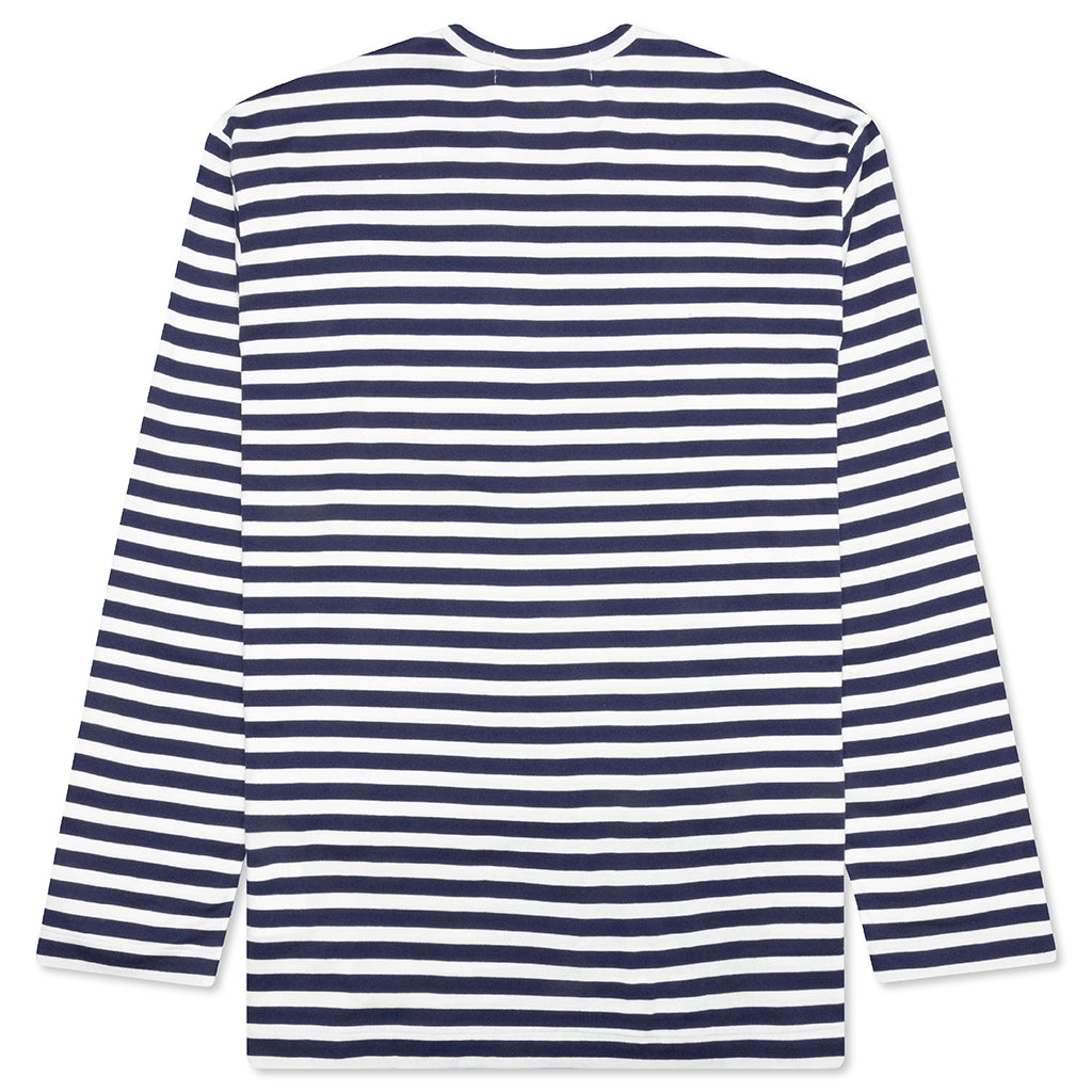 Little Red Heart Striped L/S T-Shirt - Navy/White
