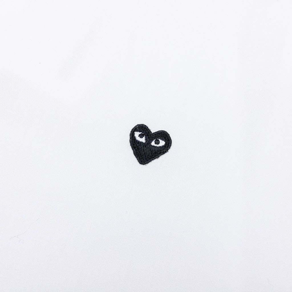 Small Black Heart Button Down - White