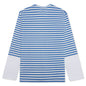 Women's Striped White Sleeve L/S T-Shirt - Blue
