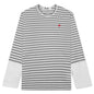 Stripe White T-Shirt - Grey