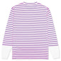 Women's Striped White Sleeve L/S T-Shirt - Purple
