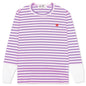 Women's Striped White Sleeve L/S T-Shirt - Purple