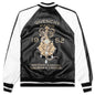 Nappa Leather Varsity Jacket with Chandelier and Snake Embroideries - Black/White