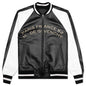 Nappa Leather Varsity Jacket with Chandelier and Snake Embroideries - Black/White