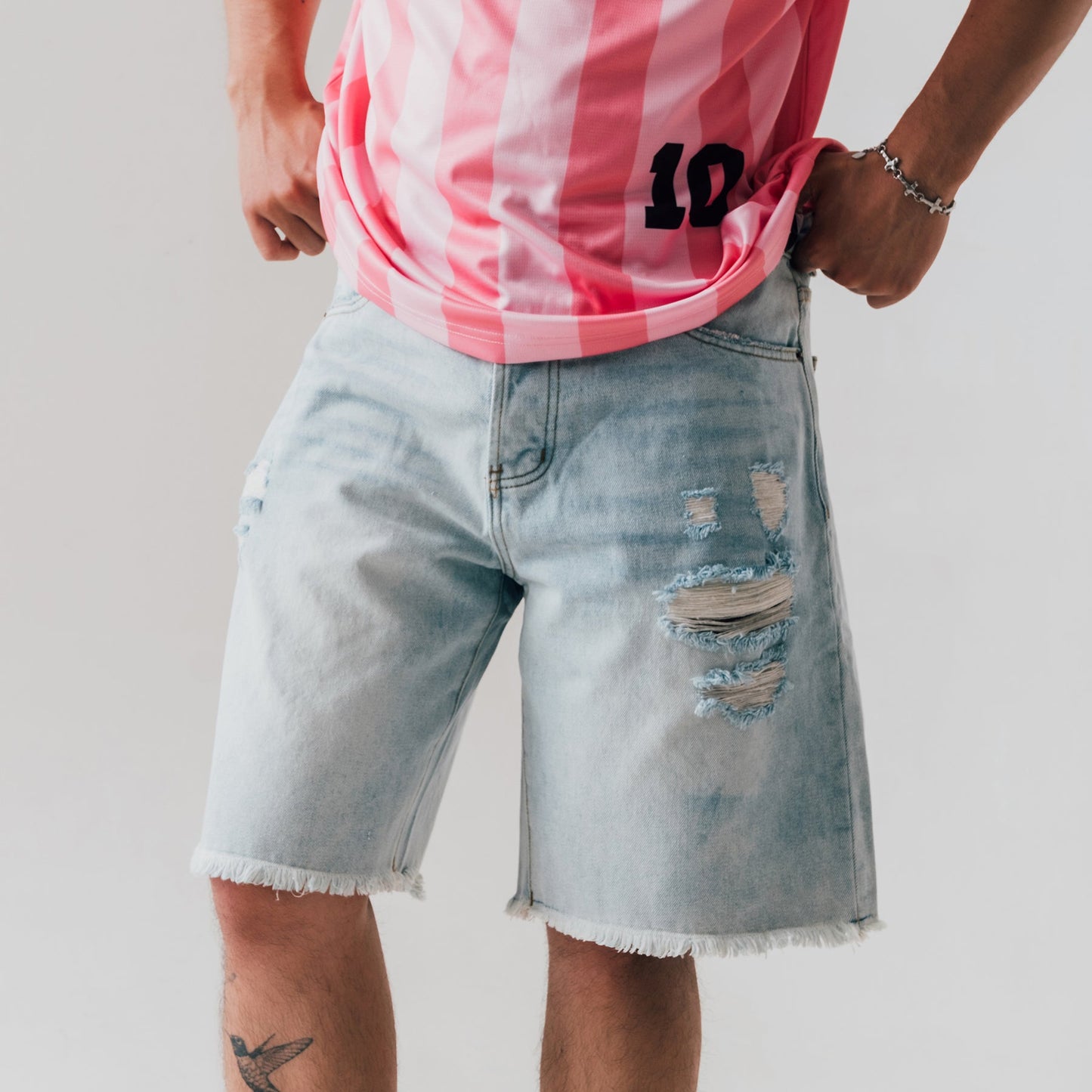 Berry Wide Denim Short - Vintage Med Blue