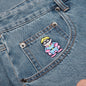 Face Patchwork Baggy Shorts - Light Wash