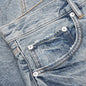 Faros Rip Patched Shorts - Light Indigo
