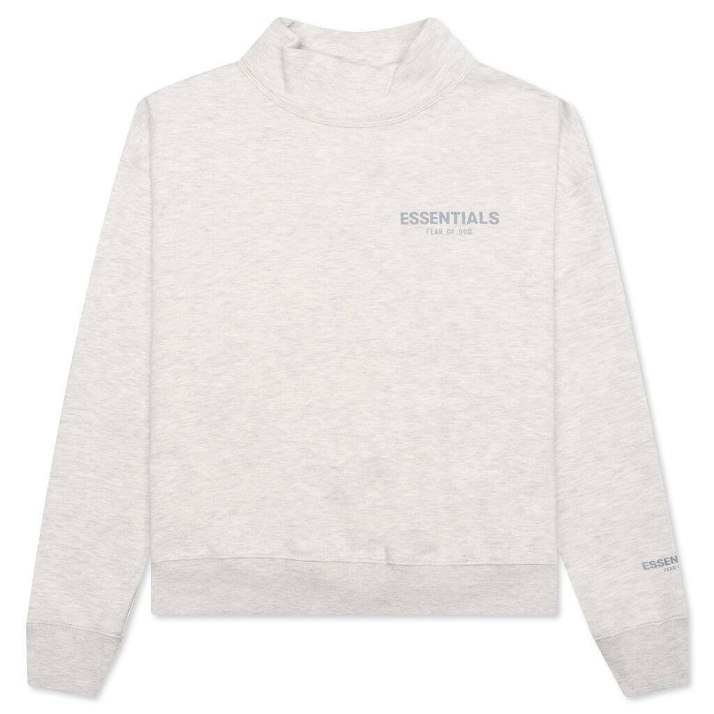 Essentials Kid's Pullover Mockneck - Light Heather Oatmeal