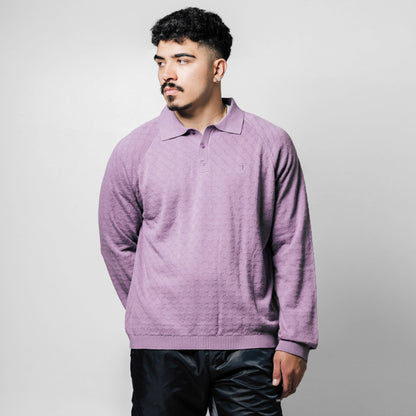 Hogan Pointelle Raglan Sleeve Sweater Polo - Coral