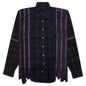 Flannel Shirt 7 Cuts Zipped Wide Shirt Over Dye - Purple