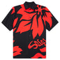 Floral Embroidered Patch Suiting Shirt - Navy/Red