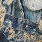 Trompe L'oeil Distressed Denim Print Button Up Fn-Mn-Shir000872 - Denim Blue