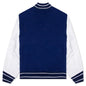 Big Varsity Bomber in Wool and Leather - Blue/White
