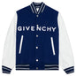 Big Varsity Bomber in Wool and Leather - Blue/White