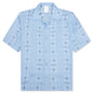 Boxy Fit Shirt w/ Hawaiian Collar - Navy/Light Blue