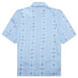 Boxy Fit Shirt w/ Hawaiian Collar - Navy/Light Blue
