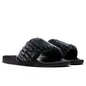 Leather Slide Flat Sandal - Black
