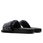 Leather Slide Flat Sandal - Black