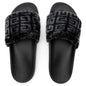 Leather Slide Flat Sandal - Black