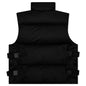 Sleeveless w/ Metallic Details Puffer Jacket - Black
