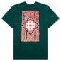 Gothic Stacked Logo Screen Printed T-Shirt - Green
