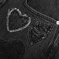 Heart Patchwork Jeans - Heart Charcoal Wash