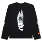Flaming Skull L/S Tee - Black/White