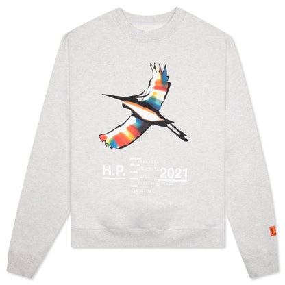 Heron Rainbow Crewneck - Grey Melange