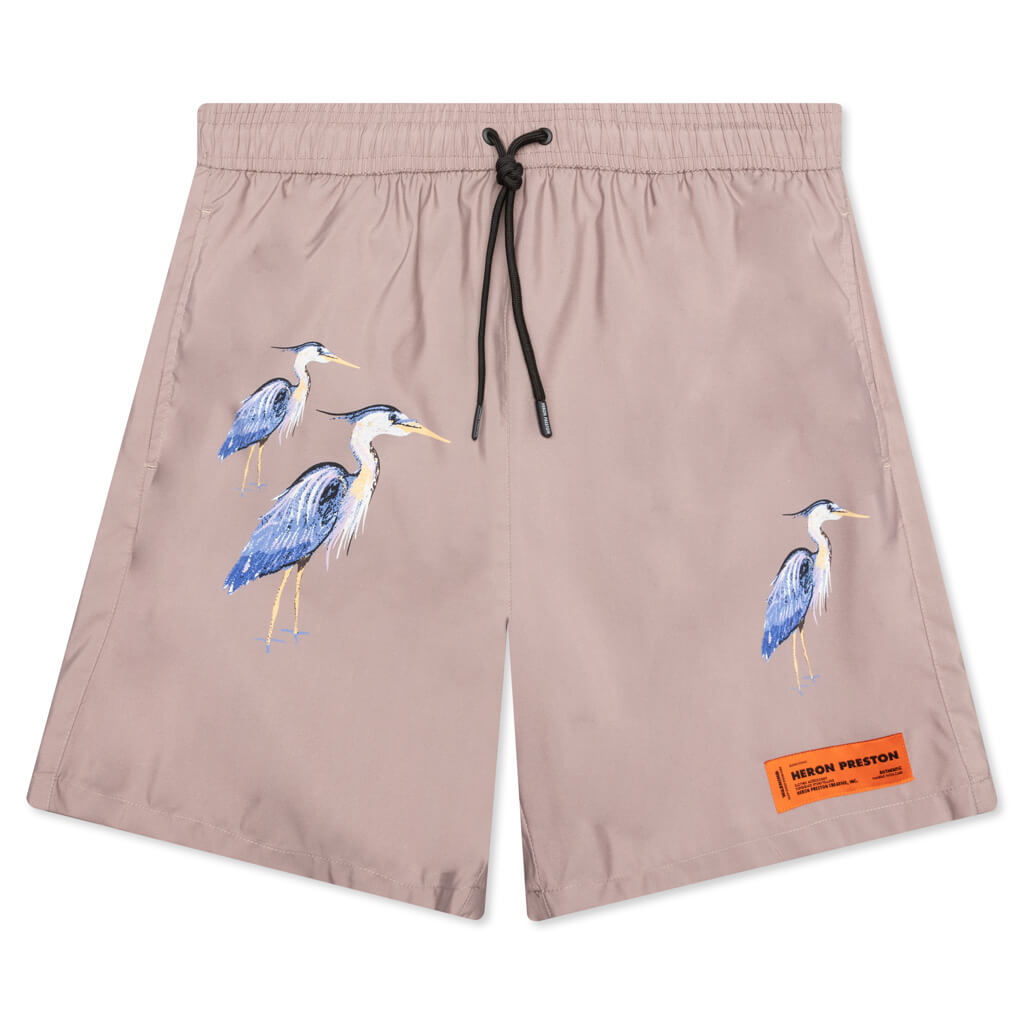 Nylon Printed Swimshorts - Taupe Herons