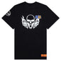 S/S Tee Reg Flaming Skull - Black/White