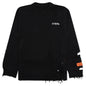 Shredded Knit Crewneck - Black/White