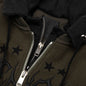 Hooded Varsity Jacket - Military Green