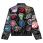 NBA Collage Vegan Leather Jacket - Black
