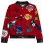 NBA Collage Wool & Leather Jacket - Red