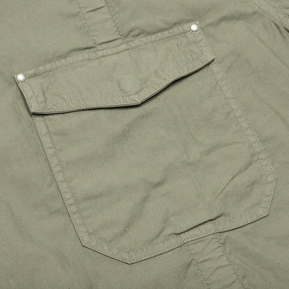 Cotton Poplin Frame Snap Overshirt - Olive