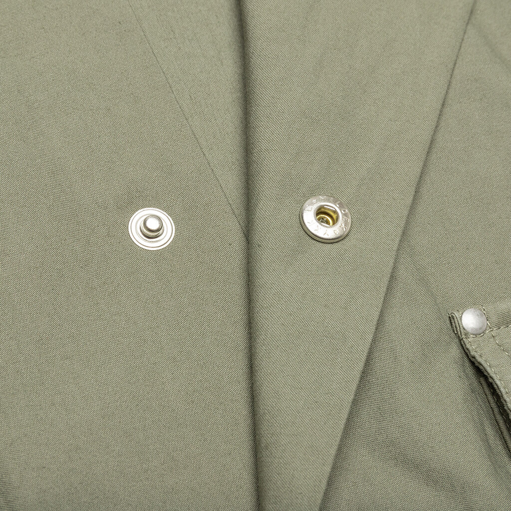 Cotton Poplin Frame Snap Overshirt - Olive