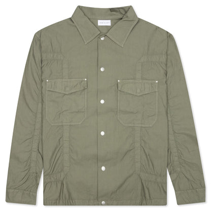 Cotton Poplin Frame Snap Overshirt - Olive