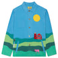 Farm Landscape Button Up - Blue