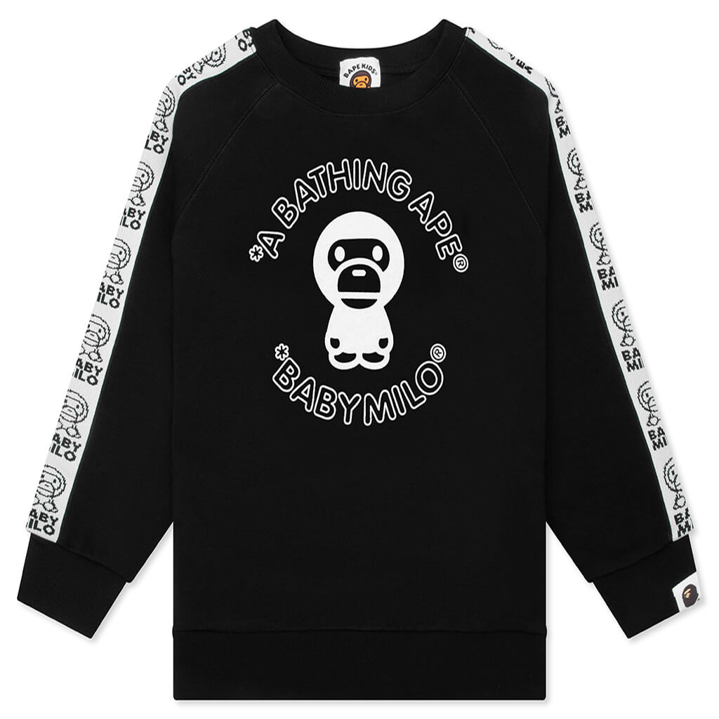 Kids Baby Milo Line Tape Relaxed Fit Crewneck Sweatshirt - Black