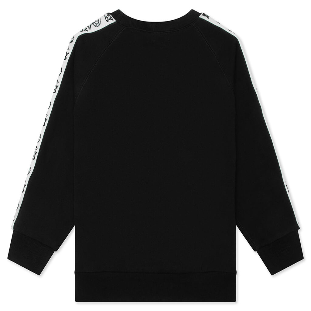 Kids Baby Milo Line Tape Relaxed Fit Crewneck Sweatshirt - Black