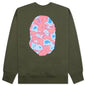 Liquid Camo Ape Head Relaxed Fit Crewneck Sweat - Olive Drab