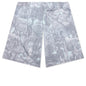 Linen Bermuda Swim Shorts with Hubert Objects Print - Prussian Blue/Grey