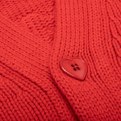 Low Gauge Knit Cardigan - Red