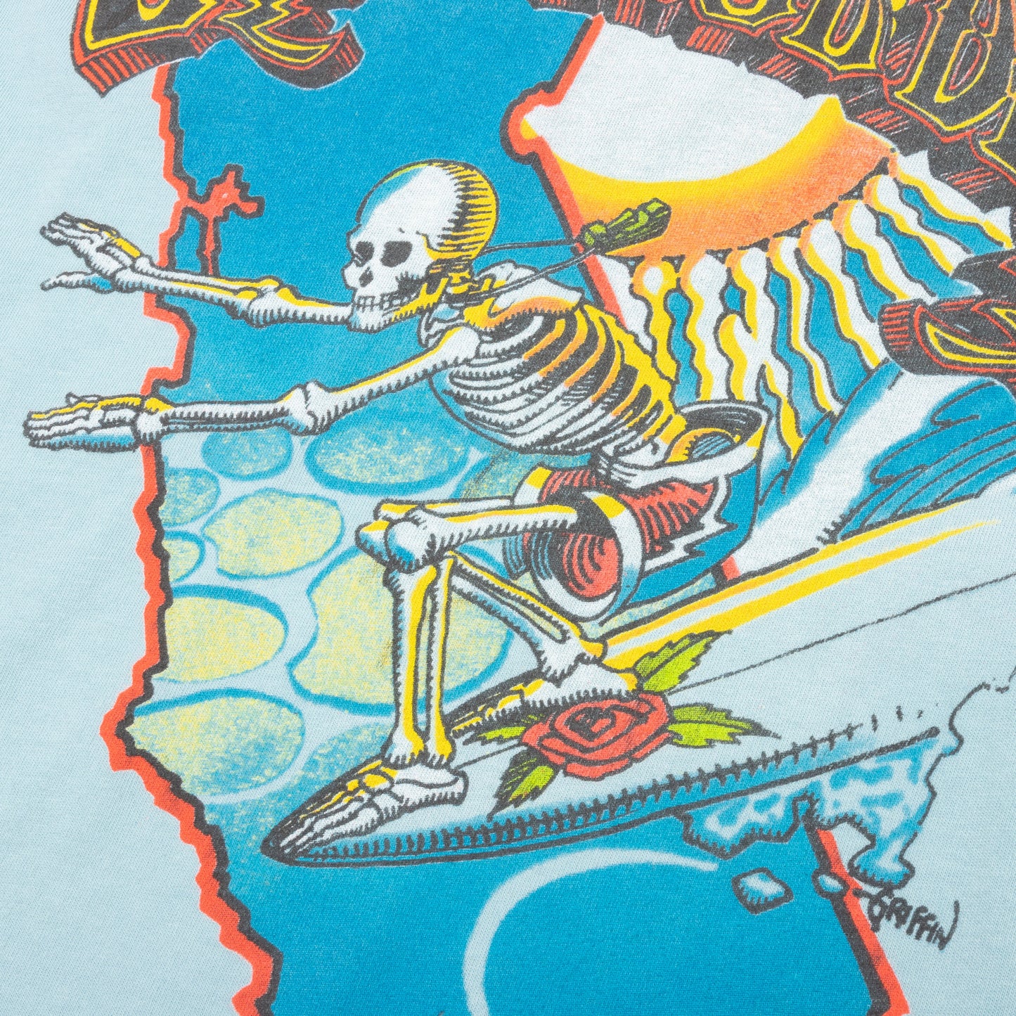 Grateful Dead Surf Skeleton Crew Tee - Blue Haze